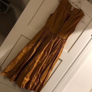 Mustard summer cotton dress with button front